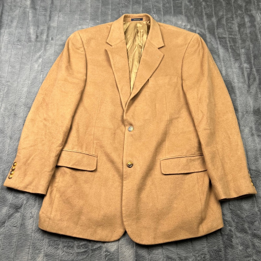 Club Room Mens 44L Camel Wool Silk Cashmere Blend 2 Button Blazer Sport Coat